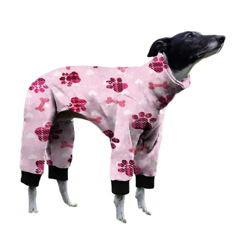 Cnkwei Dog Pajamas Medium Large Dog Paw Printed Greyhound Pajamas Jumpsuit Bodysuit