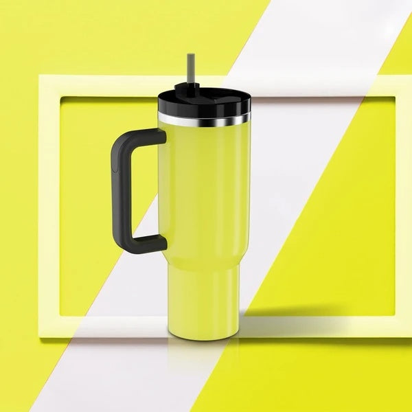 40 Oz Tumbler With Handle And Straw Lid, Insulated Stainless Steel Double Wall Spill Proof Water Bottle Travel Mug